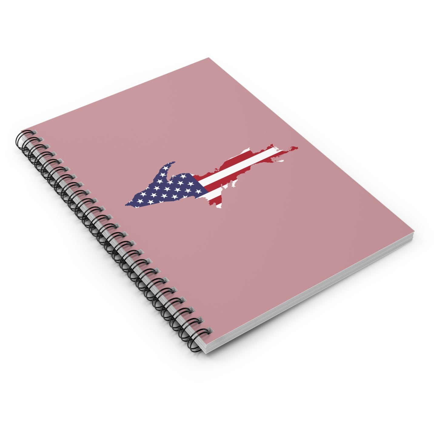 Michigan Upper Peninsula Spiral Notebook (w/ UP USA Flag Outline) | Cherry Blossom Pink