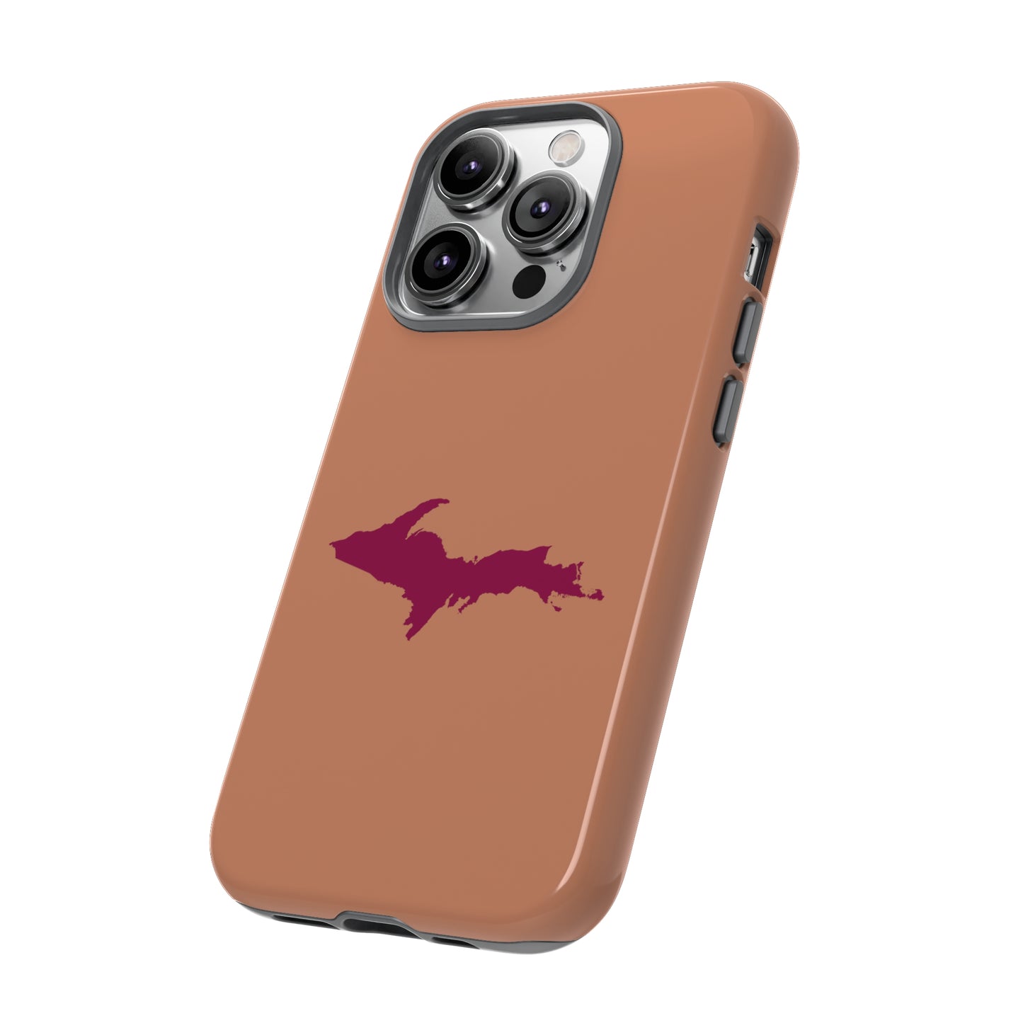 Michigan Upper Peninsula Tough Phone Case (Copper Color w/ Ruby UP Outline) | Apple iPhone