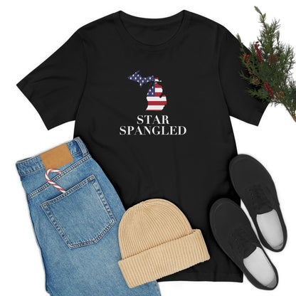 Michigan 'Star Spangled' T-Shirt (w/ MI USA Flag Outline) | Unisex Standard Fit