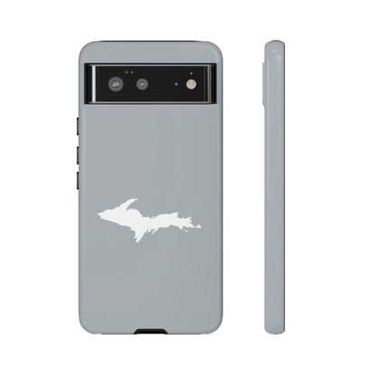 Michigan Upper Peninsula Tough Phone Case (Silver w/ UP Outline) | Samsung & Pixel Android