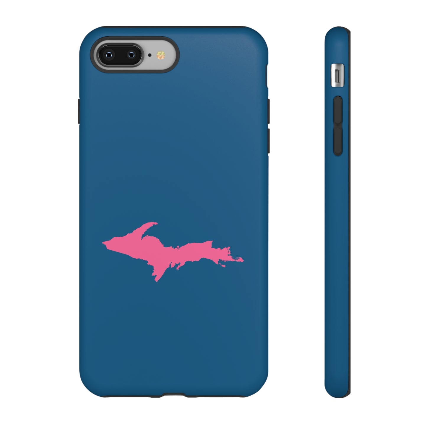 Michigan Upper Peninsula Tough Phone Case (Blueberry w/ Pink UP Outline) | Apple iPhone