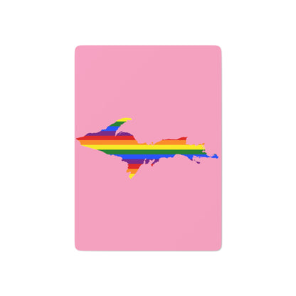 Michigan Upper Peninsula Poker Cards ('67 Caddie Pink w/ UP Pride Flag Outline)