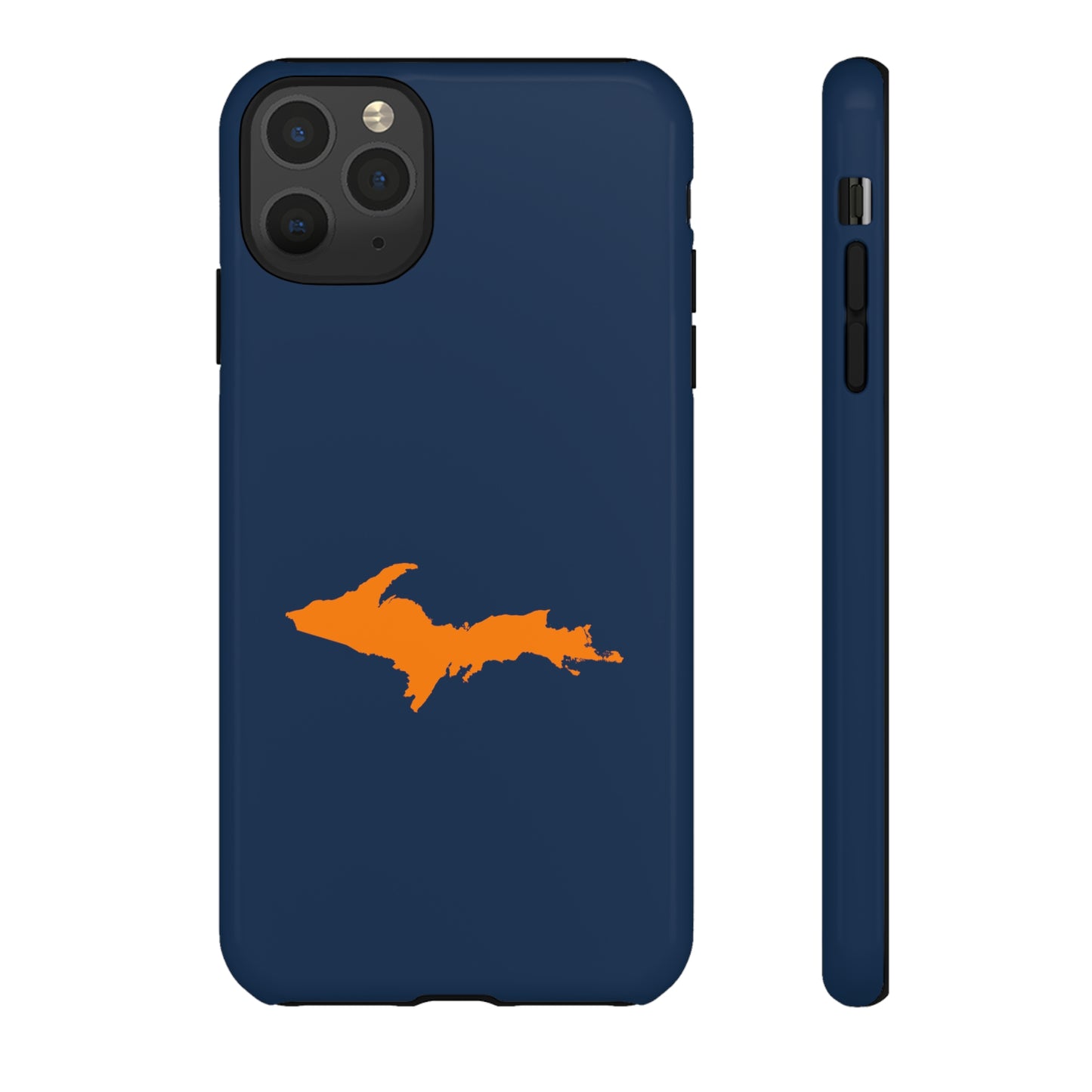 Michigan Upper Peninsula Tough Phone Case (Navy w/ Orange UP Outline) | Apple iPhone