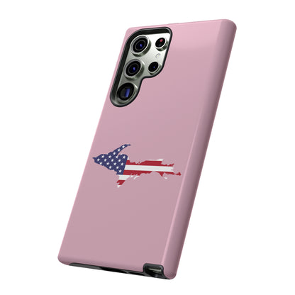 Michigan Upper Peninsula Tough Phone Case (Pink w/ UP USA Flag Outline) | Samsung & Pixel Android