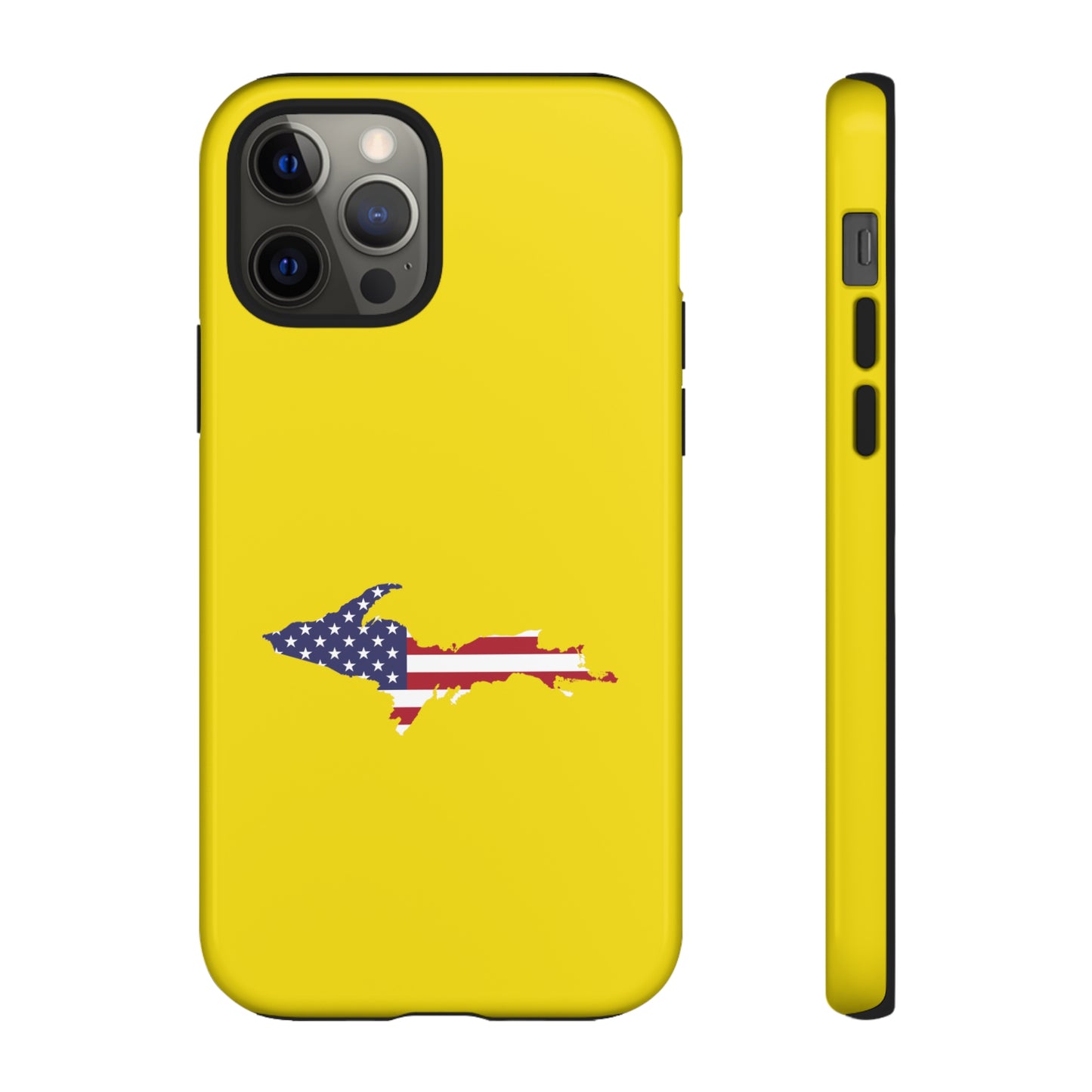 Michigan Upper Peninsula Tough Phone Case (Gadsden Yellow w/ UP USA Outline) | Apple iPhone