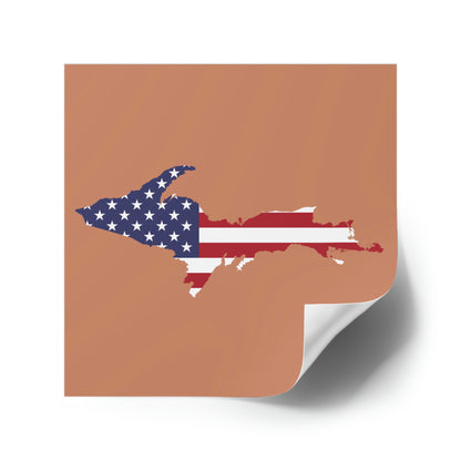Michigan Upper Peninsula Square Sticker (Copper w/ UP USA Flag Outline) | Indoor/Outdoor