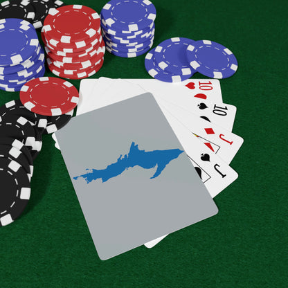 Michigan Upper Peninsula Poker Cards (Silver w/ Azure UP Outline)