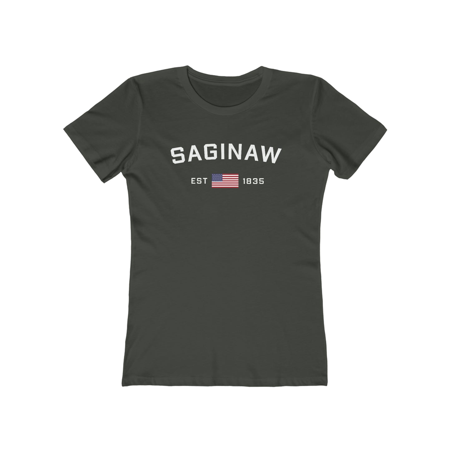 'Saginaw EST 1835' (w/USA Flag Outline) | Women's Boyfriend Cut