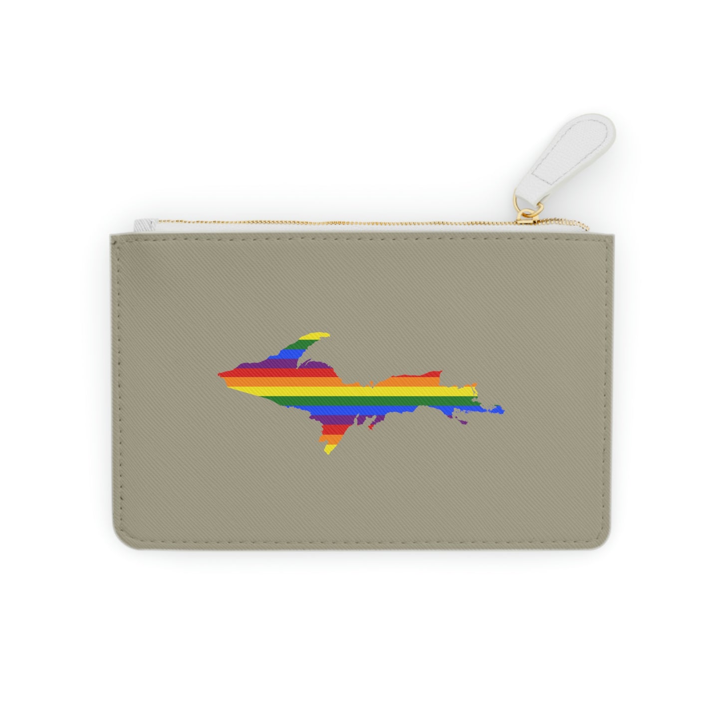 Michigan Upper Peninsula Mini Clutch Bag (Petoskey Stone Beige w/ UP Pride Flag Outline)