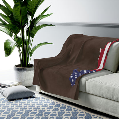 Michigan Upper Peninsula Plush Blanket (w/ UP USA Flag Outline) | Hickory Color