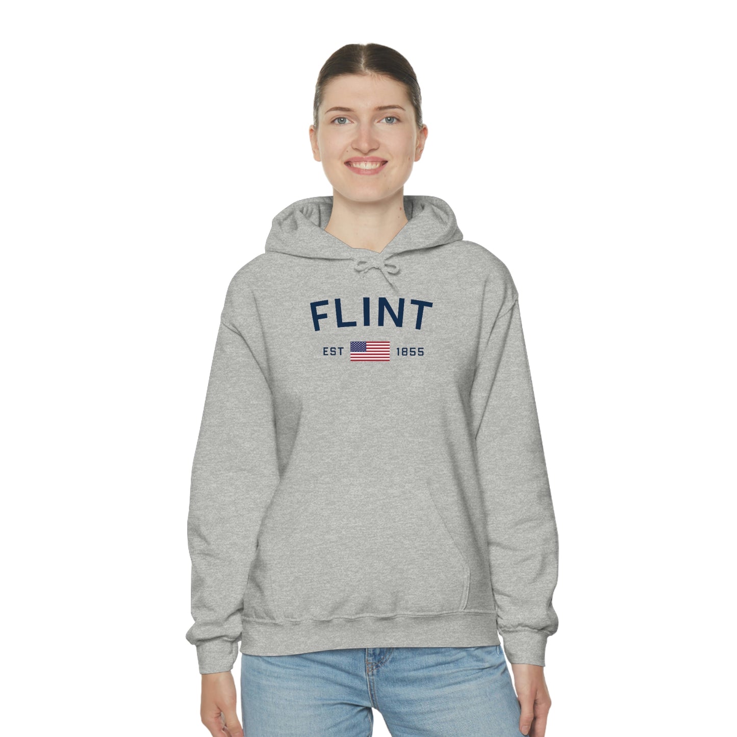 'Flint EST 1855' Hoodie (w/USA Flag Outline) | Unisex Standard