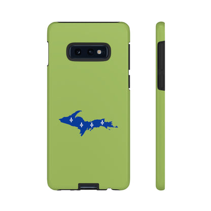 Michigan Upper Peninsula Tough Phone Case (Gooseberry Green w/ UP Quebec Flag Outline) | Samsung & Pixel Android