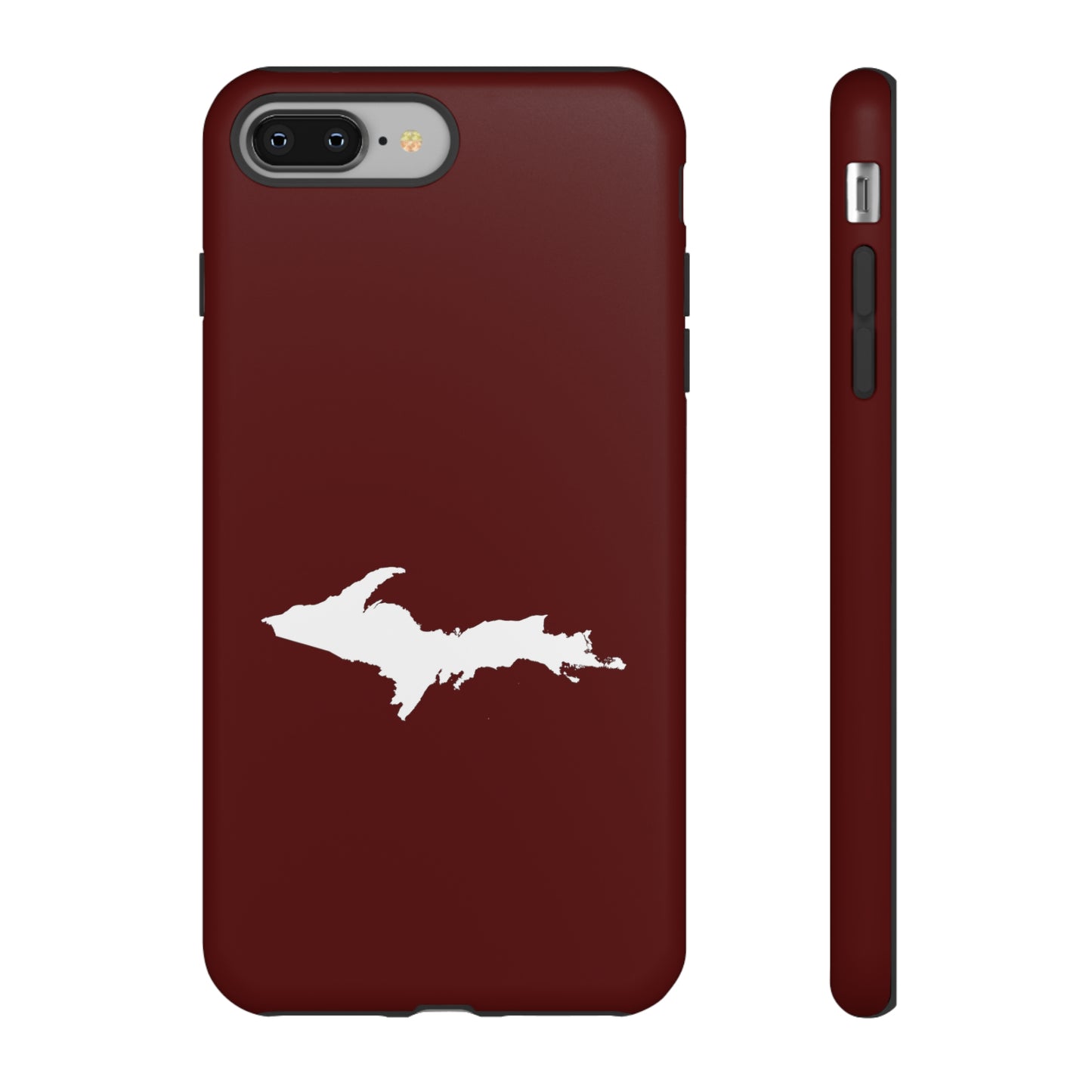 Michigan Upper Peninsula Tough Phone Case (Cherrywood Red w/ UP Outline) | Apple iPhone