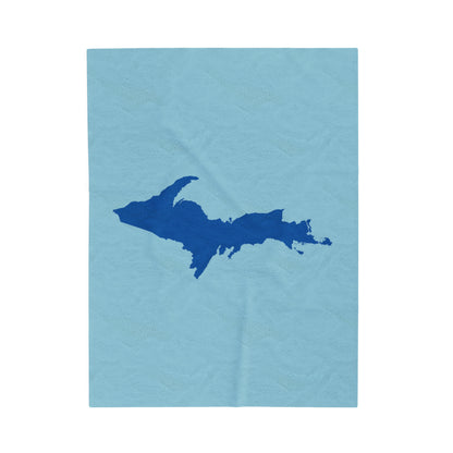 Michigan Upper Peninsula Plush Blanket (w/ Azure UP Outline) | '58 Caddie Blue