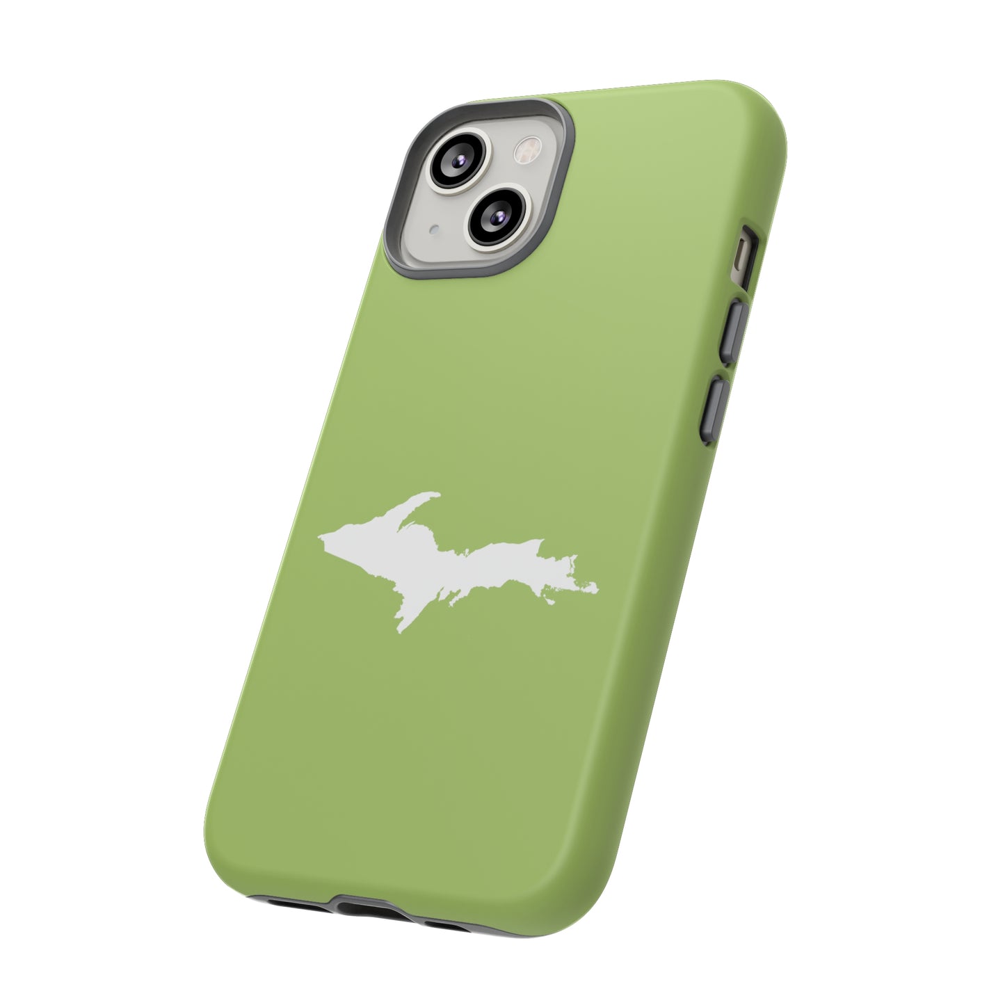 Michigan Upper Peninsula Tough Phone Case (Gooseberry Green w/ UP Outline) | Apple iPhone