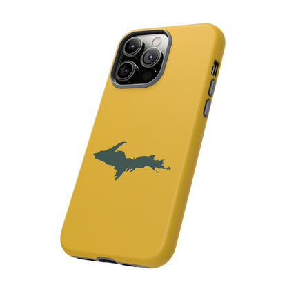 Michigan Upper Peninsula Tough Phone Case (Gold w/ Green UP Outline) | Apple iPhone