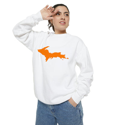 Michigan Upper Peninsula Sweatshirt (w/ Orange UP Outline) | Unisex Garment Dyed