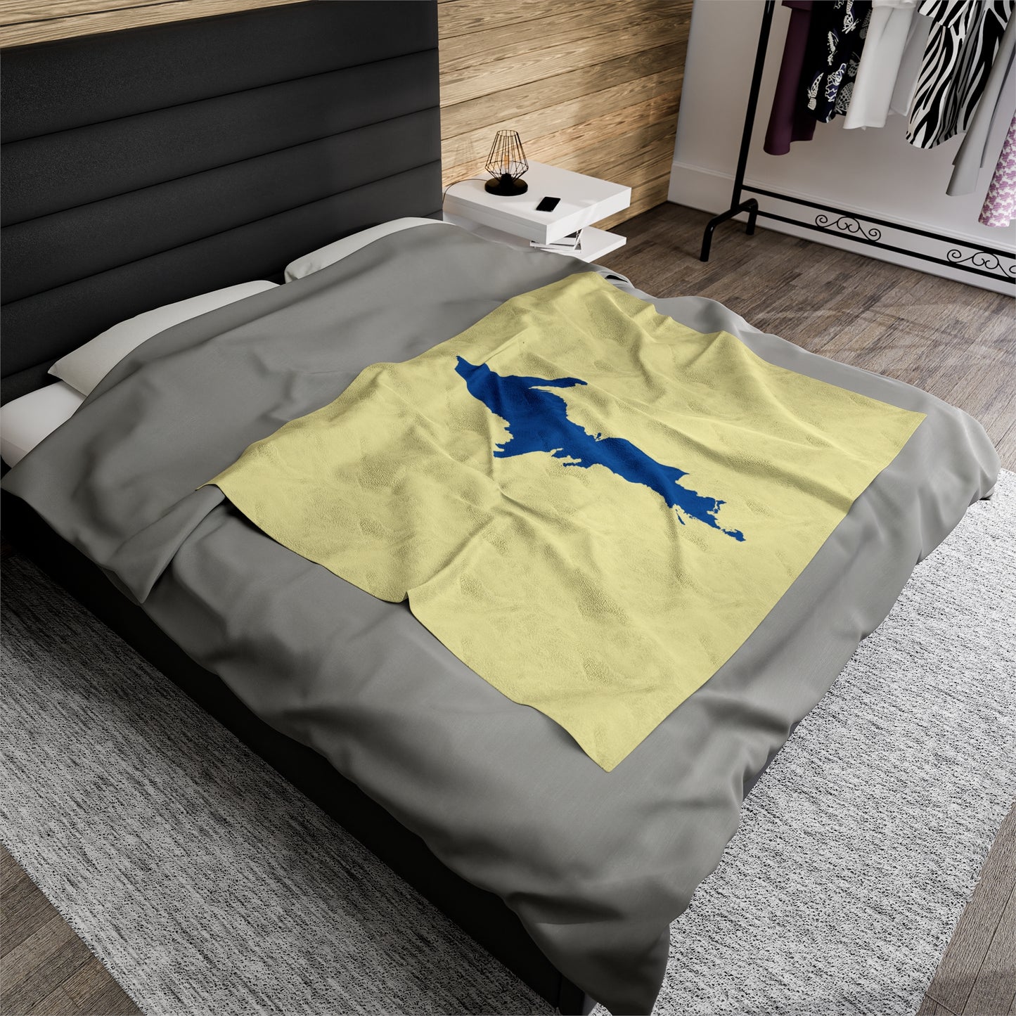 Michigan Upper Peninsula Plush Blanket (w/ Azure UP Outline) | Canary Yellow