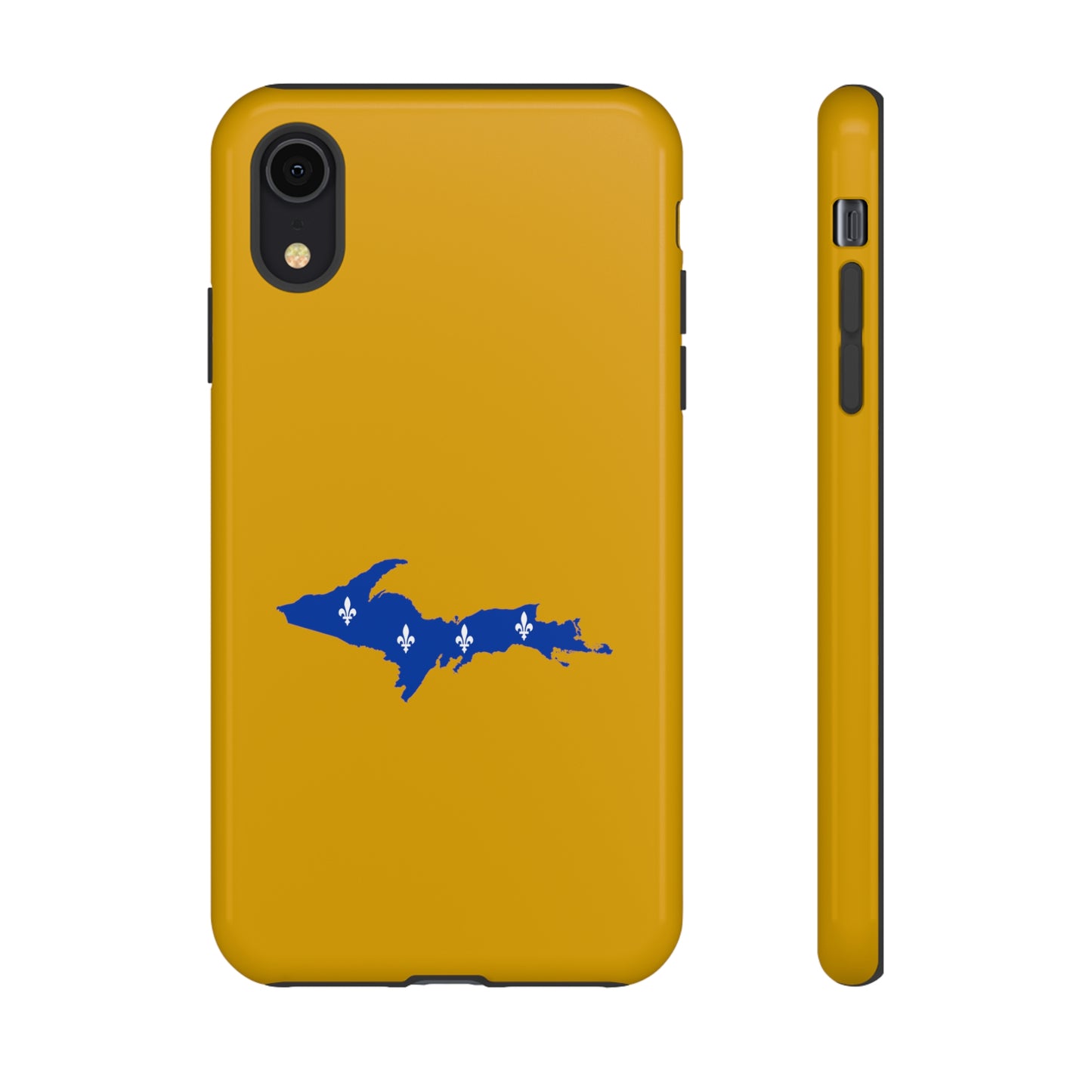 Michigan Upper Peninsula Tough Phone Case (Gold w/ UP Quebec Flag Outline) | Apple iPhone