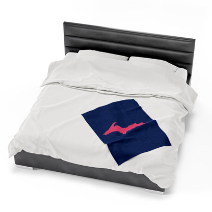 Michigan Upper Peninsula Plush Blanket (w/ Pink UP Outline) | Dearborn Blue