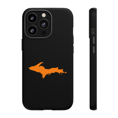 Michigan Upper Peninsula Tough Phone Case (Black w/ Orange UP Outline) | Apple iPhone