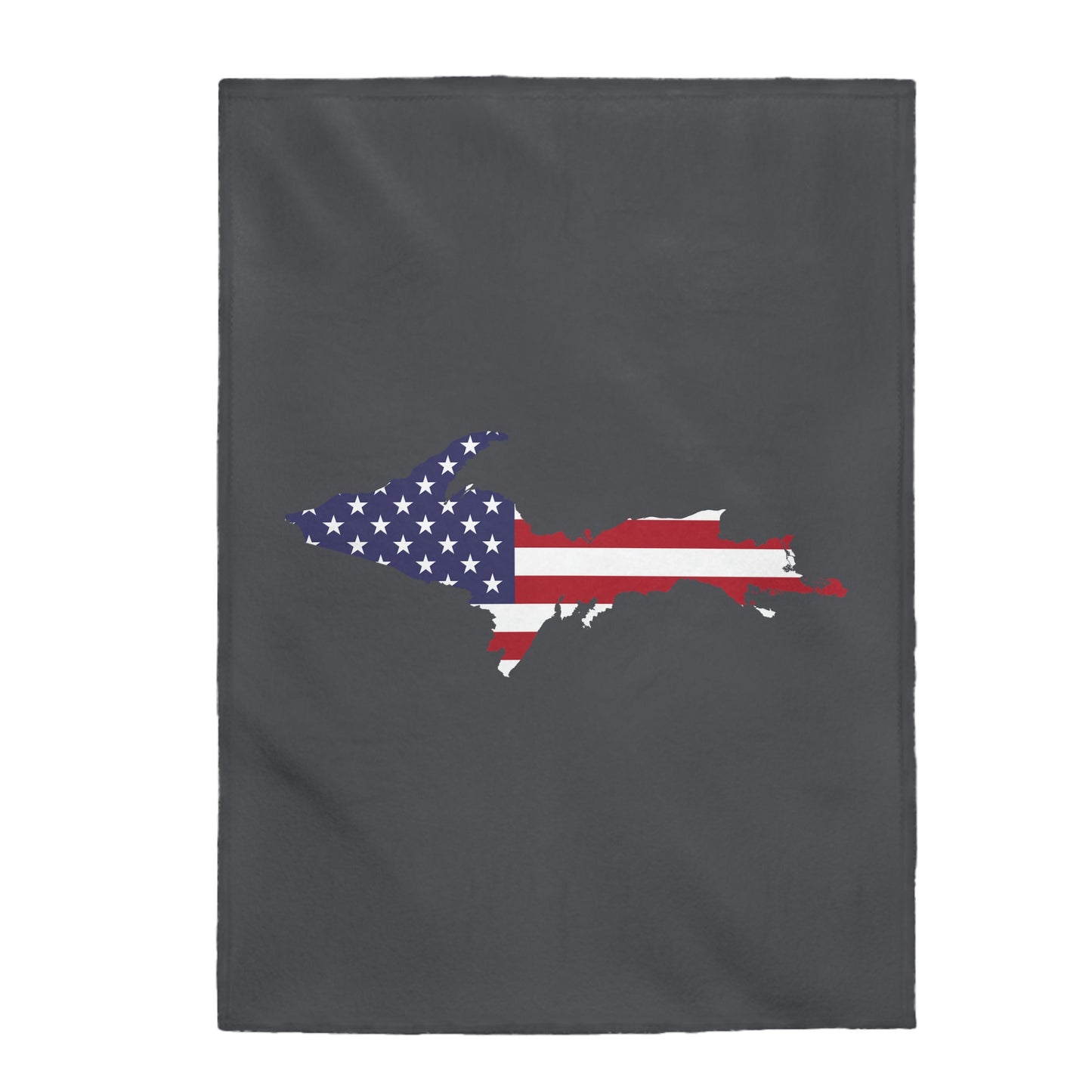 Michigan Upper Peninsula Plush Blanket (w/ UP USA Flag Outline) | Iron Ore Grey