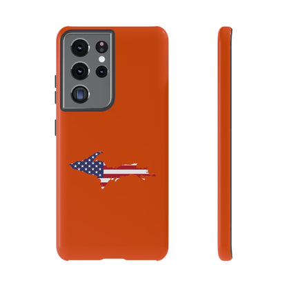 Michigan Upper Peninsula Tough Phone Case (Maple Leaf Orange w/ UP USA Flag Outline) | Samsung & Pixel Android