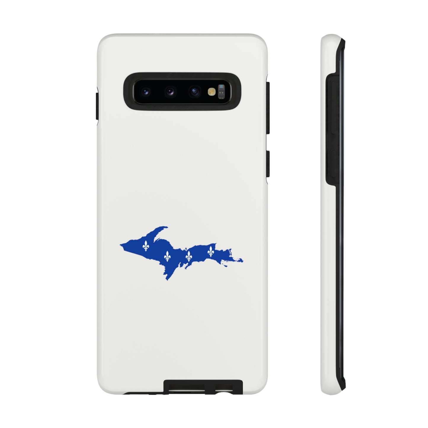 Michigan Upper Peninsula Tough Phone Case (Birch Bark White w/ UP Quebec Flag Outline) | Samsung & Pixel Android