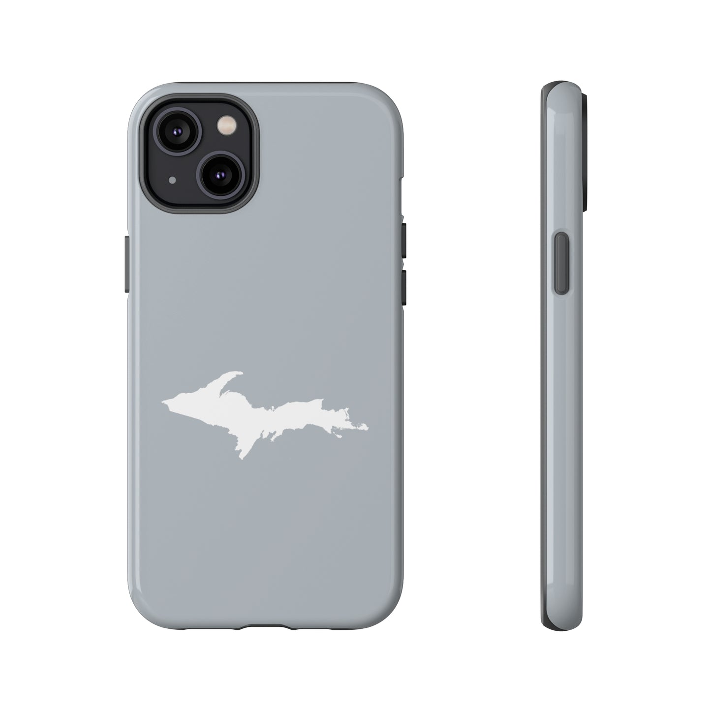 Michigan Upper Peninsula Tough Phone Case (Silver w/ UP Outline) | Apple iPhone