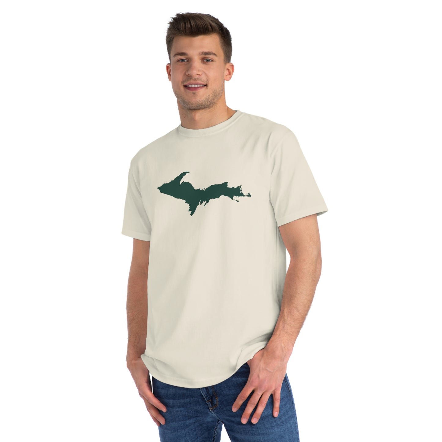 Michigan Upper Peninsula T-Shirt (w/ Green UP Outline) | Organic Unisex