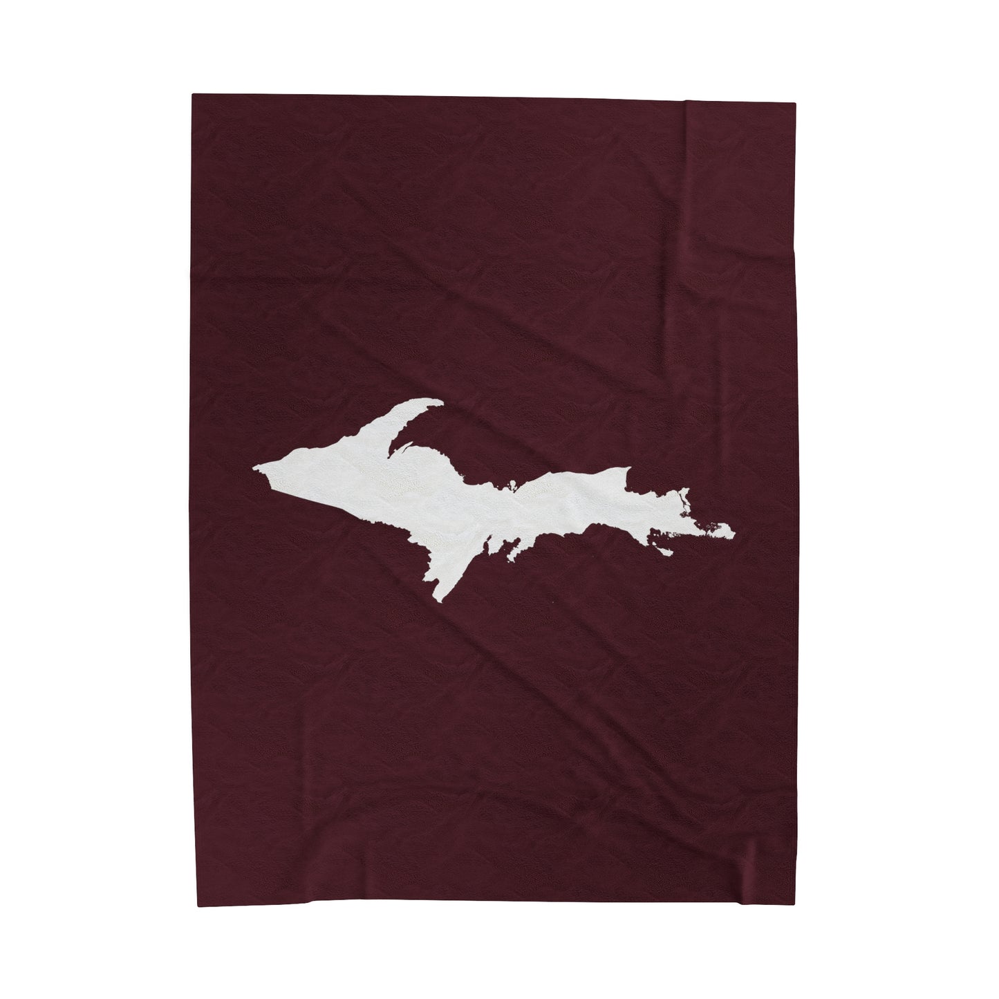 Michigan Upper Peninsula Plush Blanket (w/ UP Outline) | Old Mission Burgundy