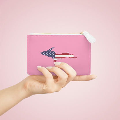 Michigan Upper Peninsula Mini Clutch Bag ('67 Caddie Pink w/ UP USA Flag Outline)