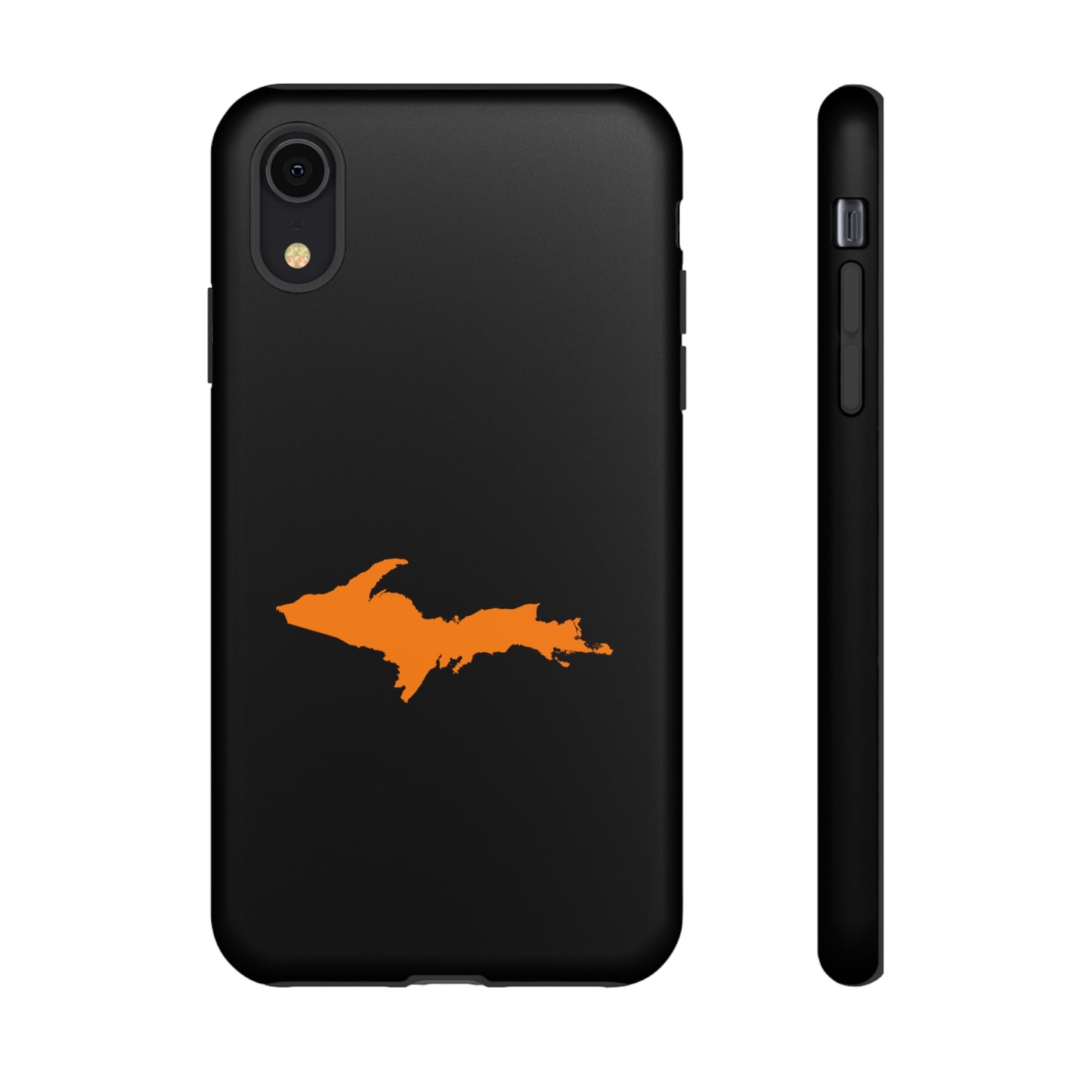 Michigan Upper Peninsula Tough Phone Case (Black w/ Orange UP Outline) | Apple iPhone