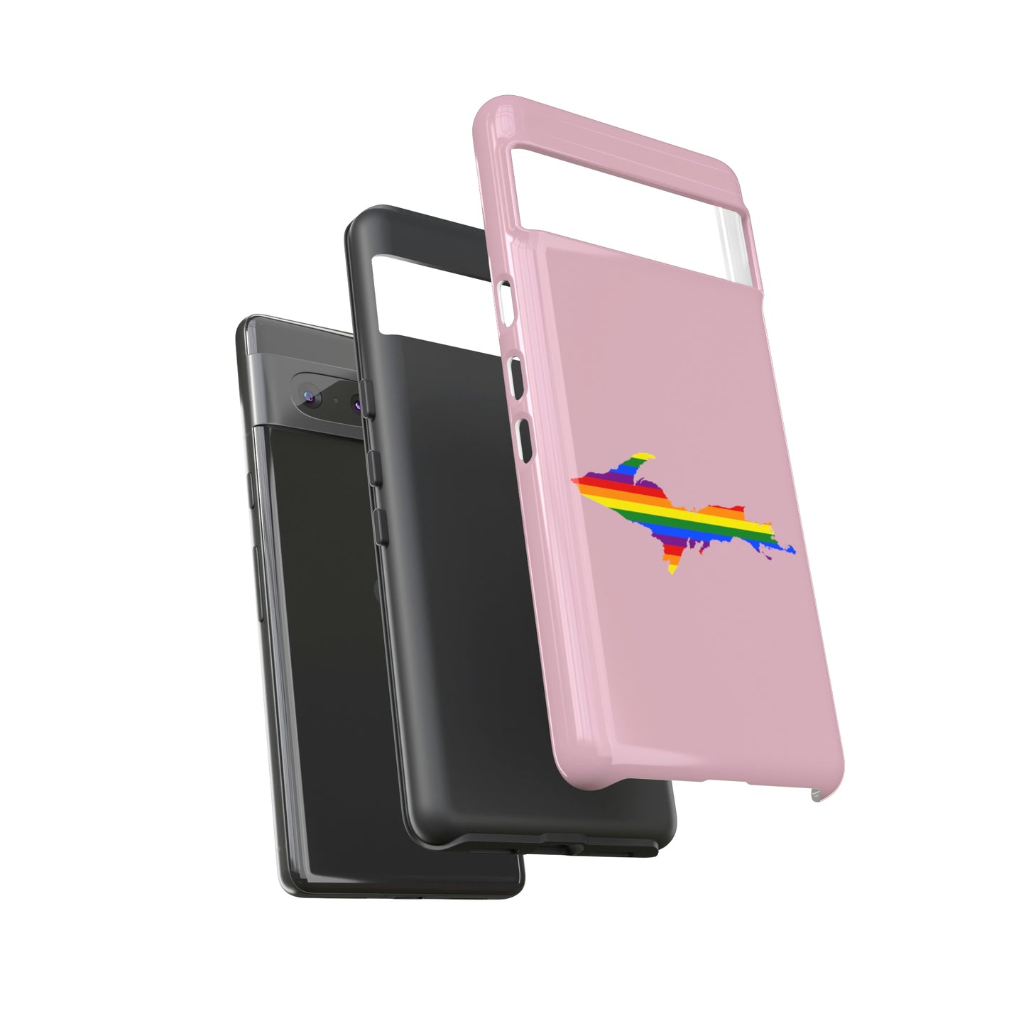 Michigan Upper Peninsula Tough Phone Case (Pink w/ UP Pride Flag Outline) | Samsung & Pixel Android