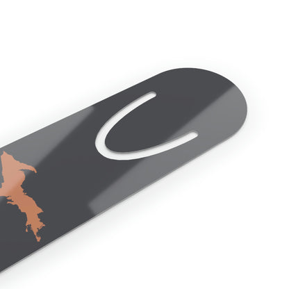 Michigan Upper Peninsula Metal Bookmark (w/ Copper UP Outline) | Iron Ore Grey