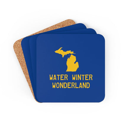 'Water Winter Wonderland' Michigan Corkwood Coaster Set (4pk) - Circumspice Michigan