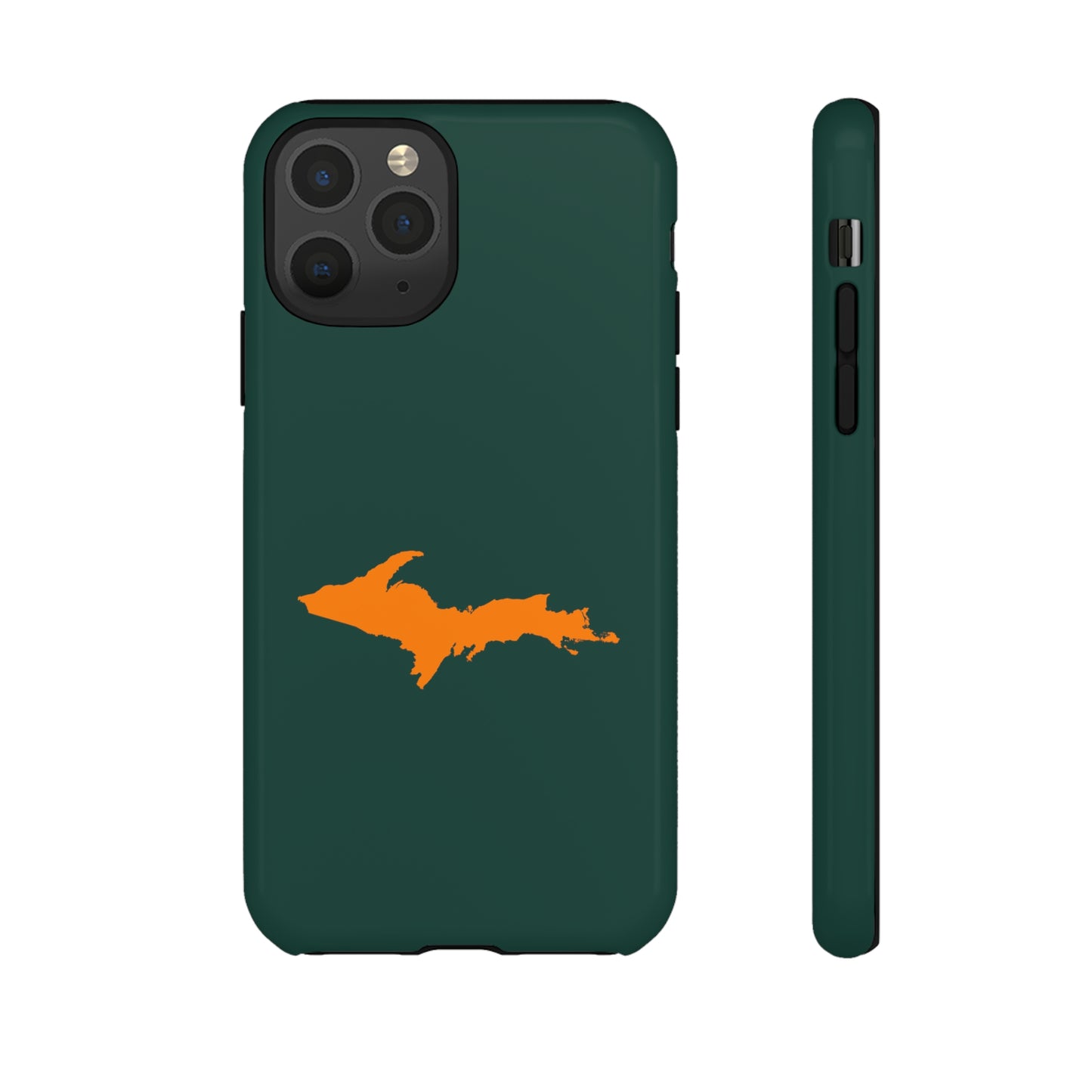 Michigan Upper Peninsula Tough Phone Case (Green w/ Orange UP Outline) | Apple iPhone