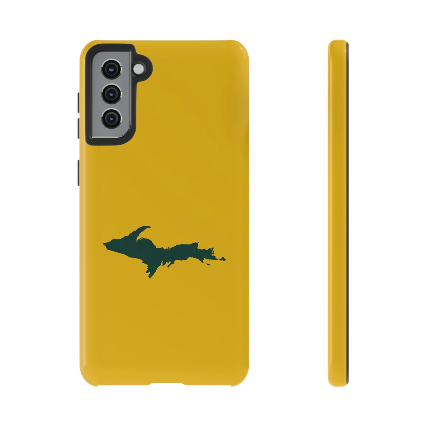 Michigan Upper Peninsula Tough Phone Case (Gold w/ Green UP Outline) | Samsung & Pixel Android