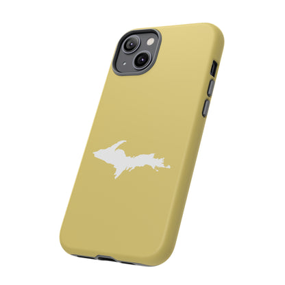 Michigan Upper Peninsula Tough Phone Case (Plum Yellow w/ UP Outline) | Apple iPhone