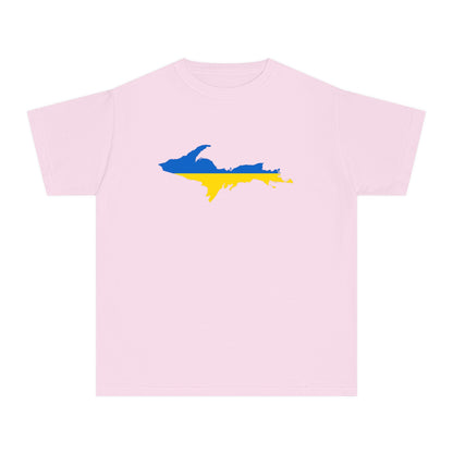 Michigan Upper Peninsula T-Shirt (w/ UP Ukraine Flag Outline) | Youth Garment-Dyed