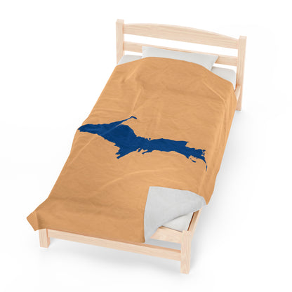 Michigan Upper Peninsula Plush Blanket (w/ Azure UP Outline) | Pale Apricot