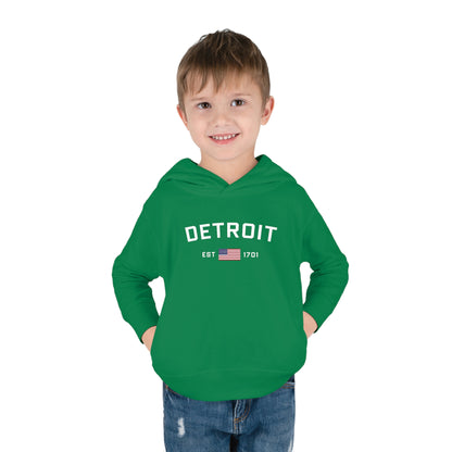 'Detroit EST 1701' Hoodie (w/USA Flag Outline) | Unisex Toddler