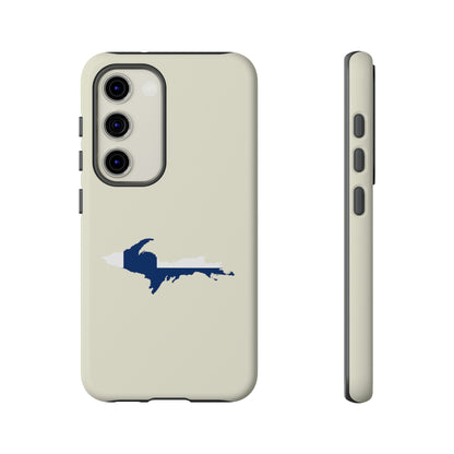 Michigan Upper Peninsula Tough Phone Case (Ivory Color w/ UP Finland Flag Outline) | Samsung & Pixel Android