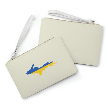 Michigan Upper Peninsula Clutch Bag (Ivory White w/ UP Ukraine Flag Outline)