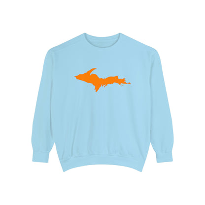 Michigan Upper Peninsula Sweatshirt (w/ Orange UP Outline) | Unisex Garment Dyed