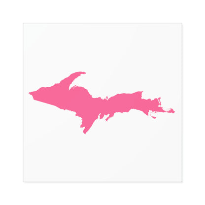 Michigan Upper Peninsula Square Sticker (w/ Pink UP Outline) | Indoor/Outdoor