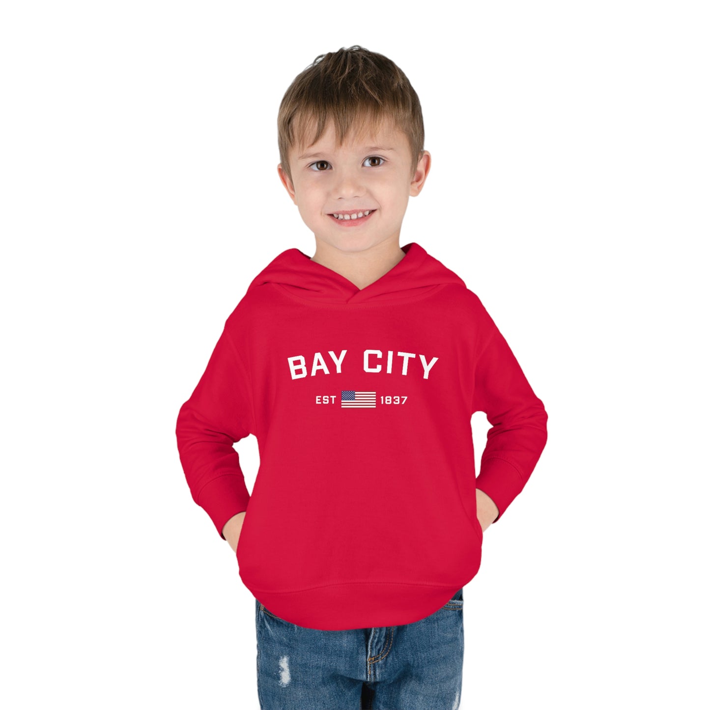 'Bay City EST 1837' Hoodie (w/USA Flag Outline) | Unisex Toddler