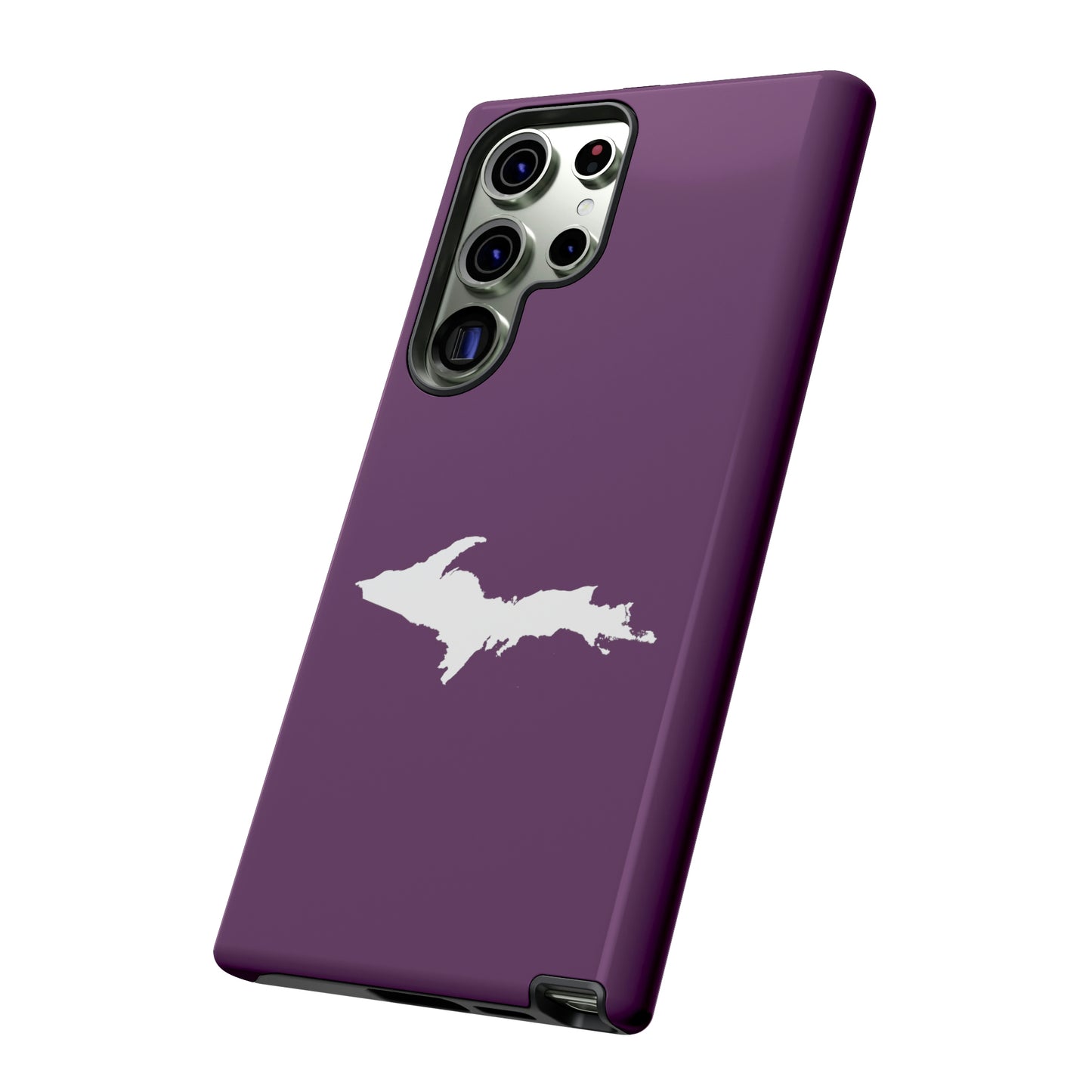 Michigan Upper Peninsula Tough Phone Case (Plum w/ UP Outline) | Samsung & Pixel Android