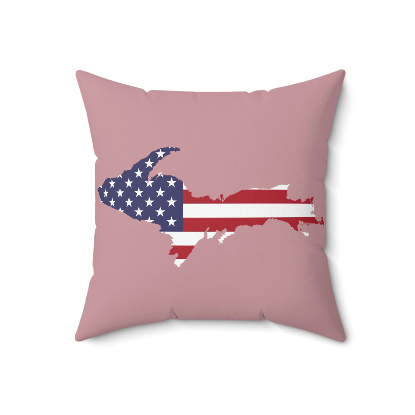 Michigan Upper Peninsula Accent Pillow (w/ UP USA Flag Outline) | '67 Caddie Pink