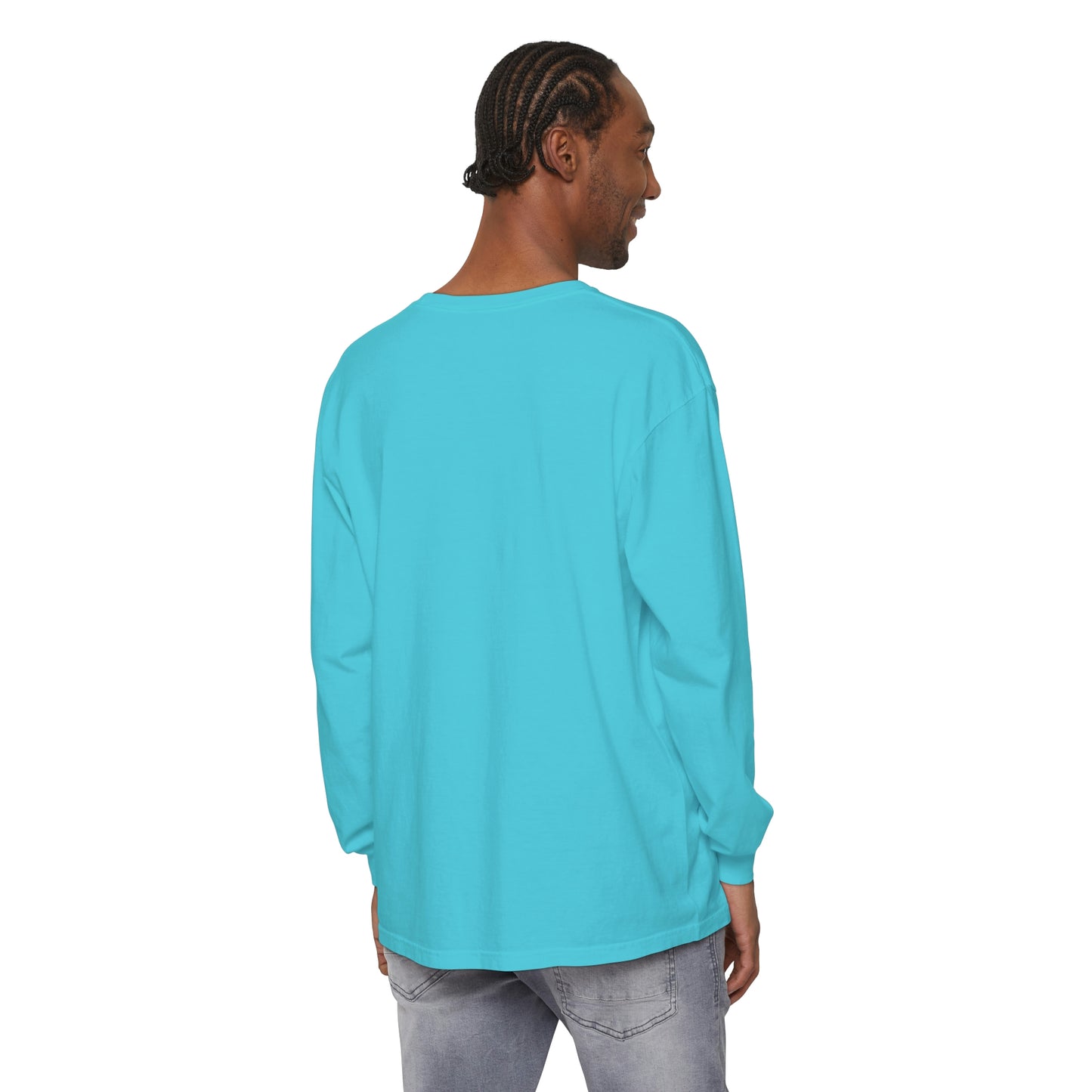 Michigan Upper Peninsula Garment-Dyed T-Shirt (w/ Azure UP Outline) | Unisex Long Sleeve